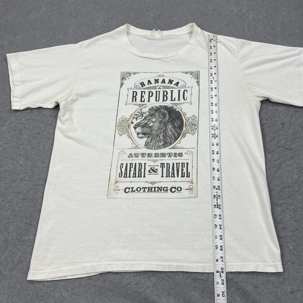 VTG Banana Republic Shirt XL* White Lion Safari & Travel Single Stitch USA Retro - Picture 8 of 16